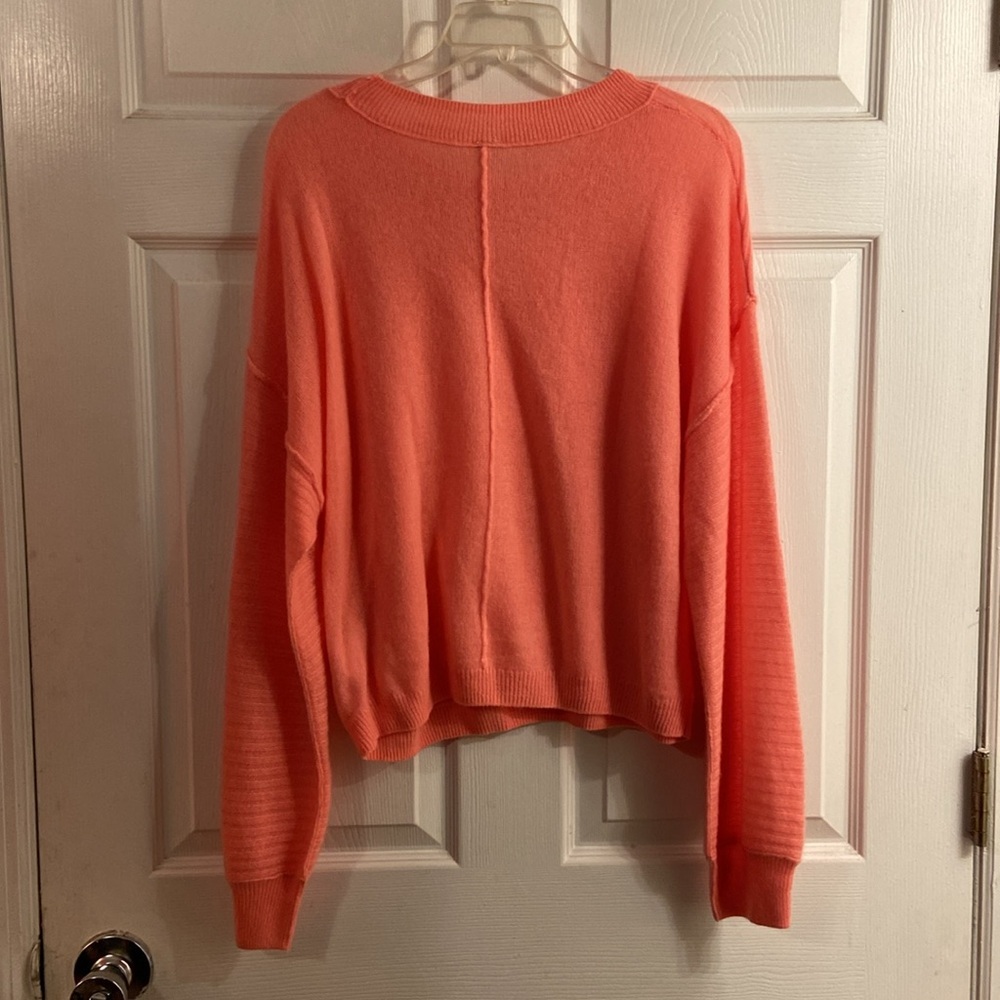 Free People Ribbed Coral Cashmere Pullover - Picture 6 of 6